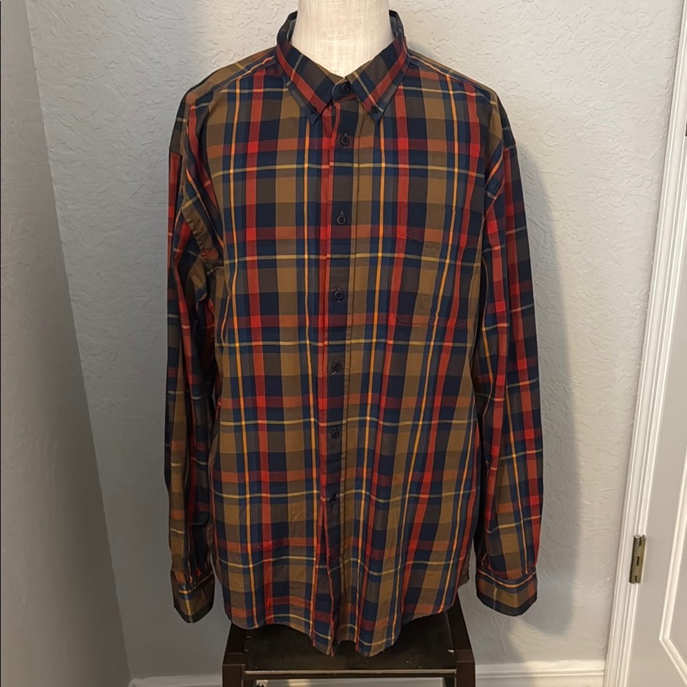 Men's Plaid Shirt - Red, Blue, and Brown